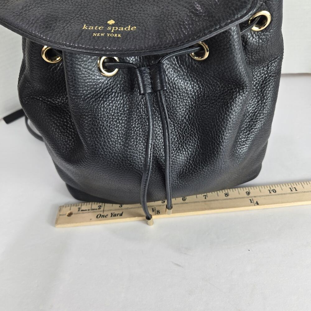 Kate Spade Black Mulberry Pebbled Leather Backpack #854 - Picture 8 of 13